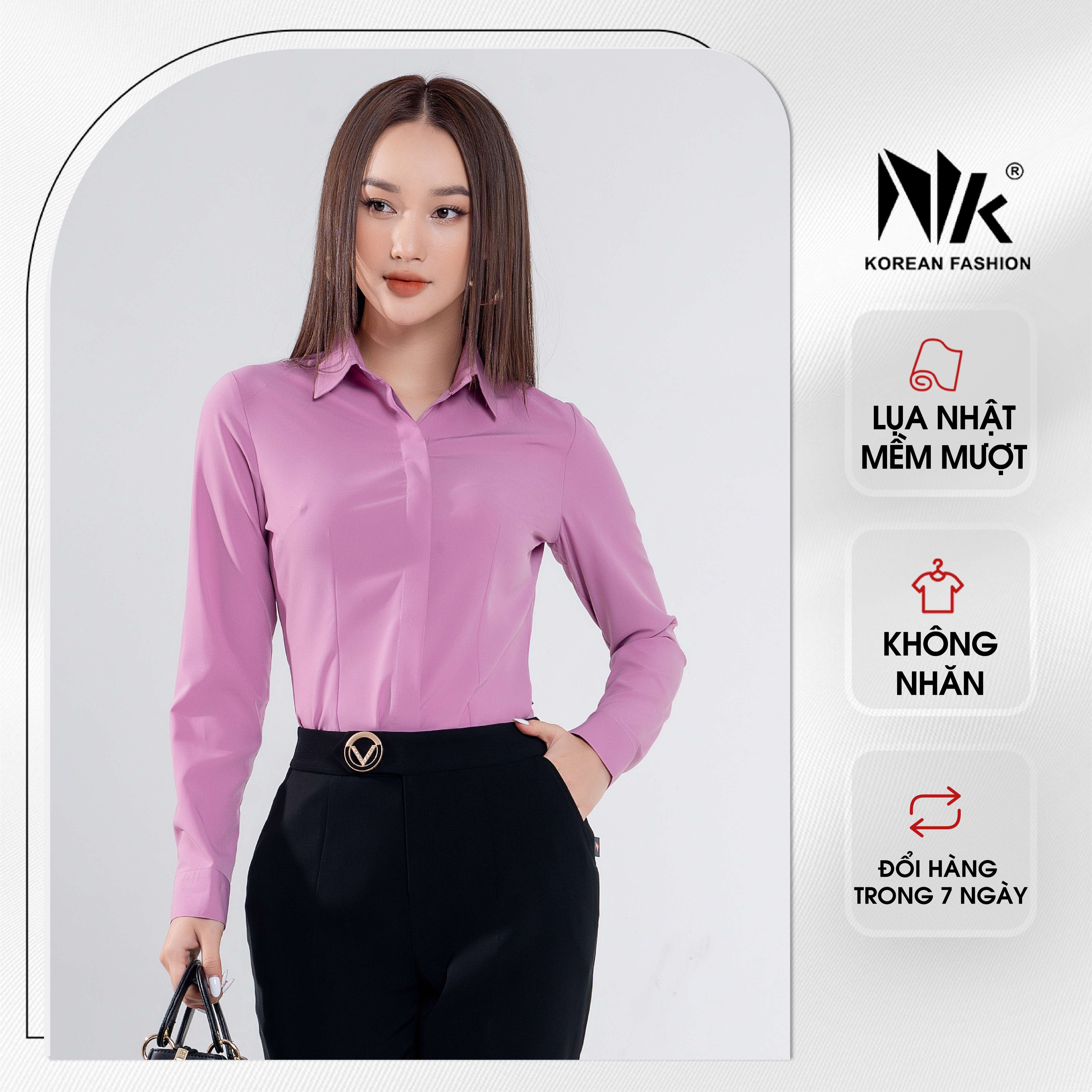 Áo Sơ Mi Nữ Dài Tay Công Sở NK Fashion Thiết Kế Cổ Đức Thanh Lịch, Chất Vải Mềm Mịn Thấm Hút Tốt NKSM2201006