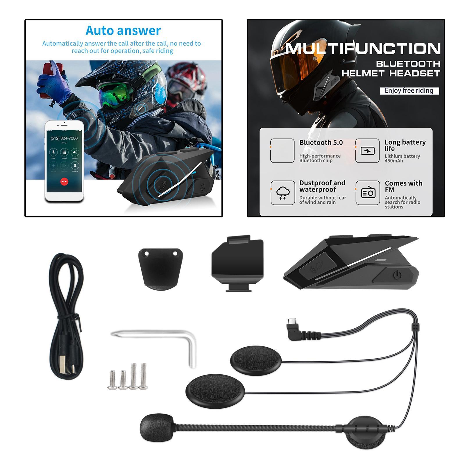 Motorcycle Bluetooth 5.0 Headset Noise Reduction for Outdoor Sports Driving