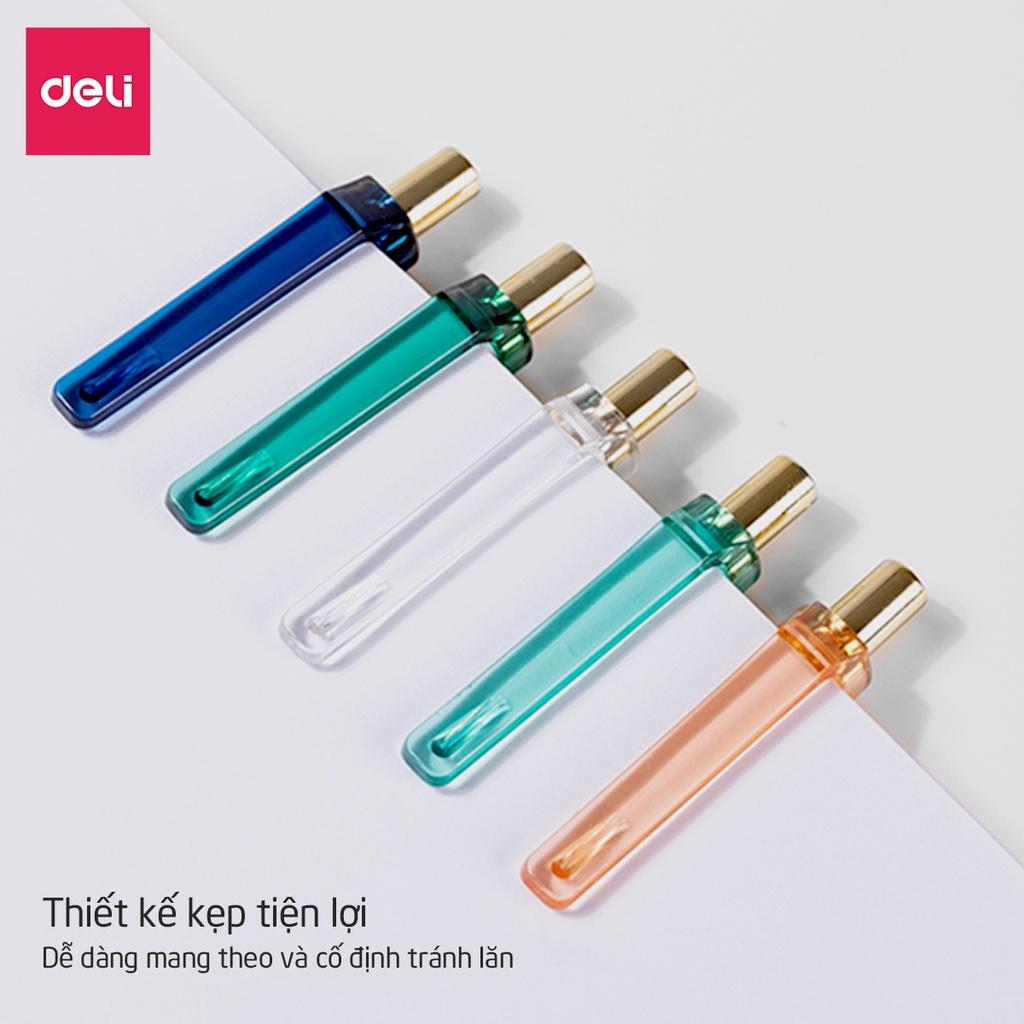 Bút bi dạng gel cao cấp Deli - mực đen - ngòi 0.5mm đầu bấm kim loại - 5 màu nổi bật - 1 chiếc - NS557