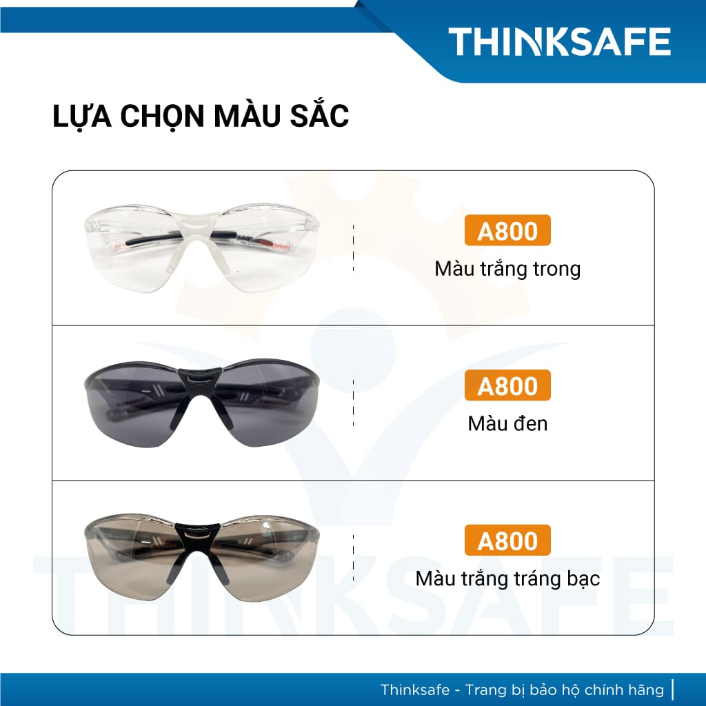 Kính bảo hộ Honeywell A800 chống bụi, tia UV, chống đọng sương - Thinksafe