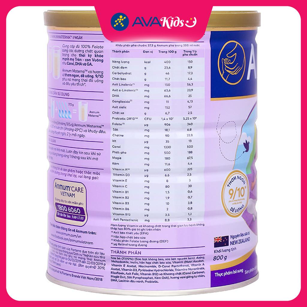 Sữa bầu Anmum Materna hương vani 800g - Hàng Chính Hãng