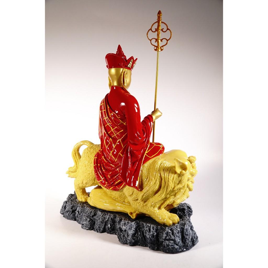 Tượng Phật Địa Tạng Vương Bồ Tát cưỡi hổ vẽ áo đỏ lớn - Cao 35cm