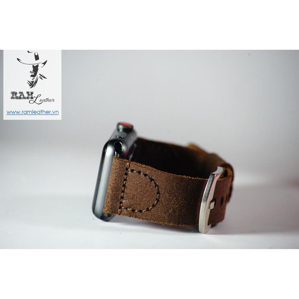 DÂY ĐỒNG HỒ DA BÒ HANDMADE - RAM PILOT MÀI NHÁM