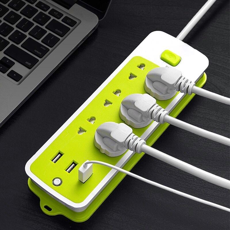 Ổ cắm điện kiêm cổng sạc USB cho điện thoại, ipad tiện dụng cho gia đình - Ổ điện đa năng chống giật 6 ổ cắm, 3 cổng usb
