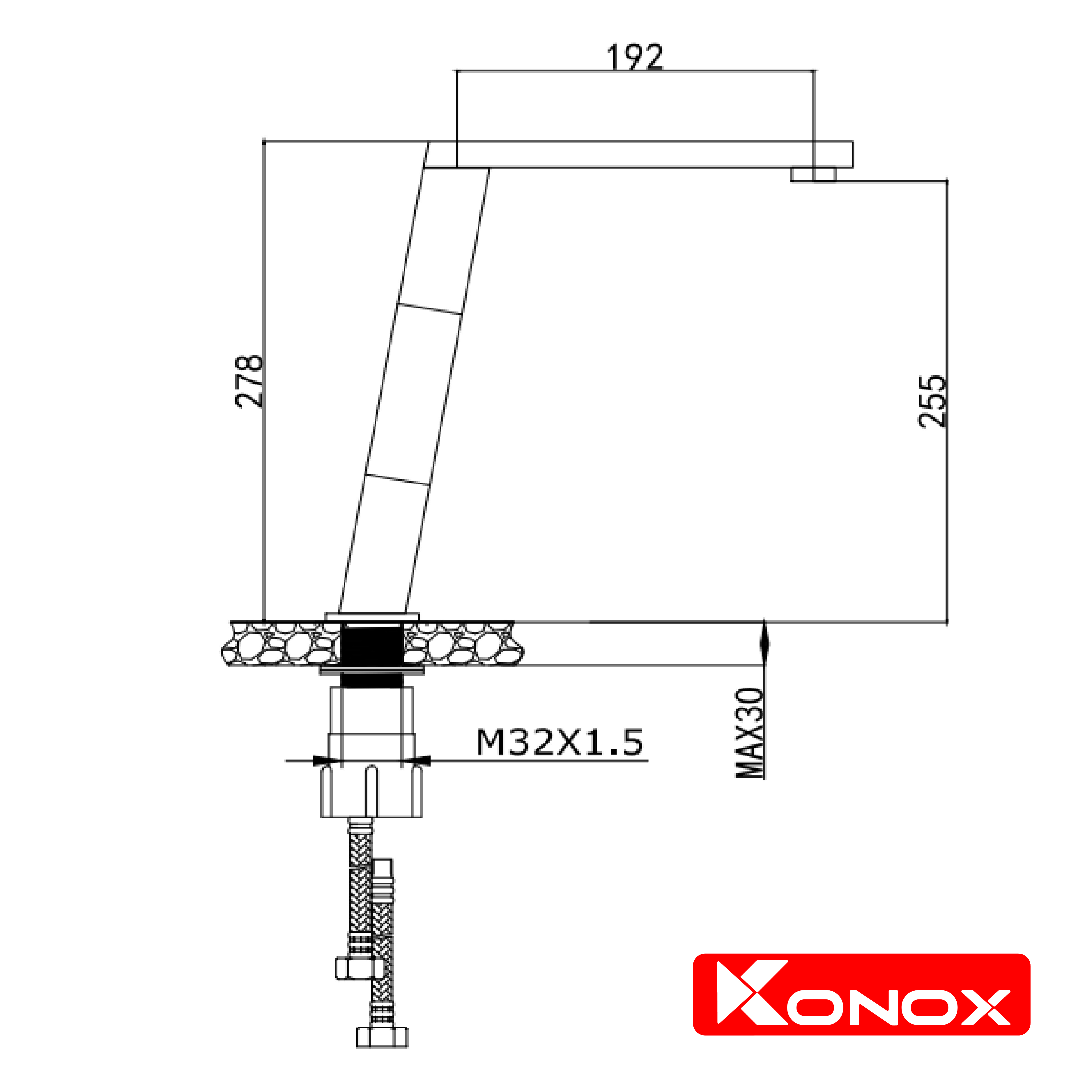 Vòi rửa bát Konox, Model KN1209 , Inox 304AISI tiêu chuẩn châu Âu, mạ PVD 5 lớp sáng bóng, Hàng chính hãng