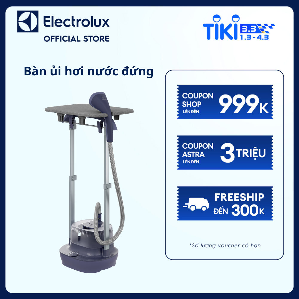 Bàn ủi hơi nước đứng Electrolux E5GS1-44MN 1800W - Tích hợp tấm ván ủi tiện lợi, loại bỏ vi khuẩn, chăm sóc mọi loại vải [Hàng chính hãng]