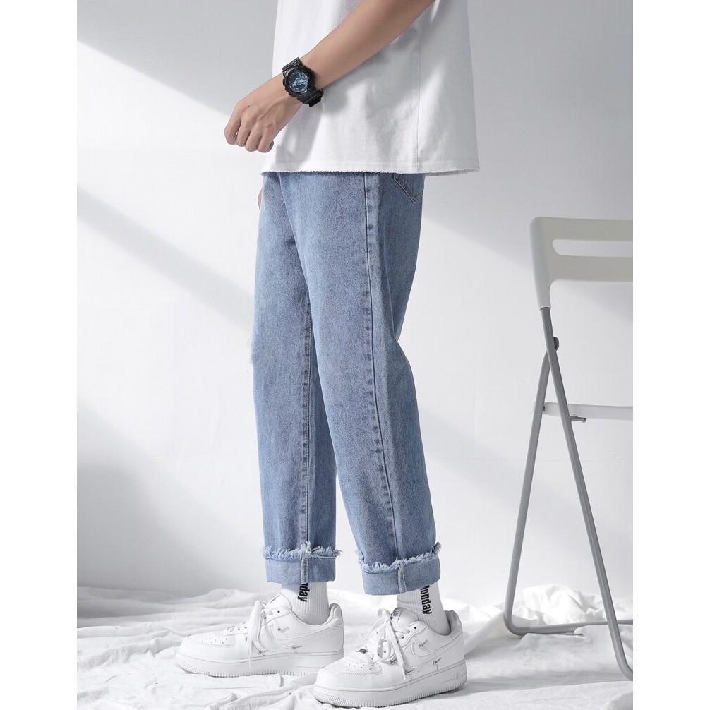 Quần Jeans, baggy jean rách gâu xanh + đen, nam ống suông, rộng, hottrend 2021