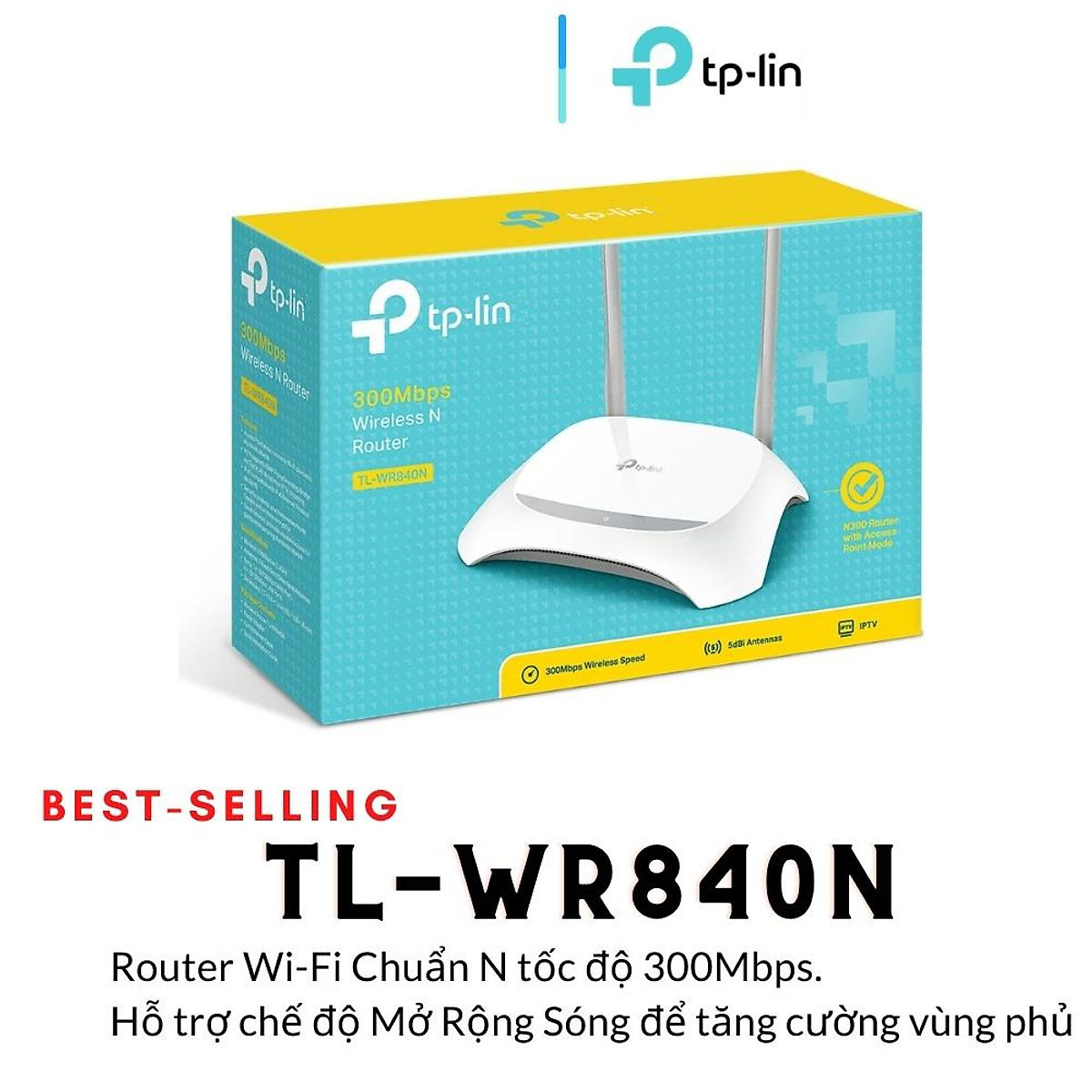 Phát Wifi TP-Lin TL-WR840N hàng chính hãng (2 anten 5dBi, 300Mbps, 4LAN)