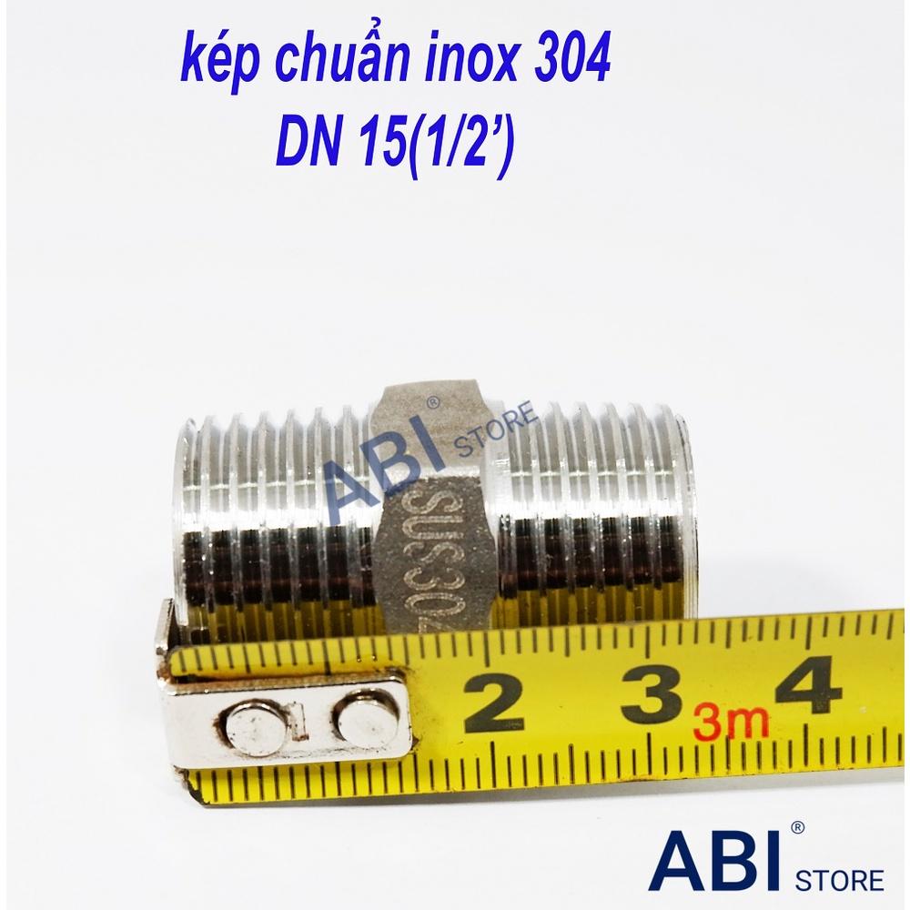 Nối 2 đầu ren 21, kép inox 304 chuẩn xịn dn15(1/2''), kép nối ren ngoài