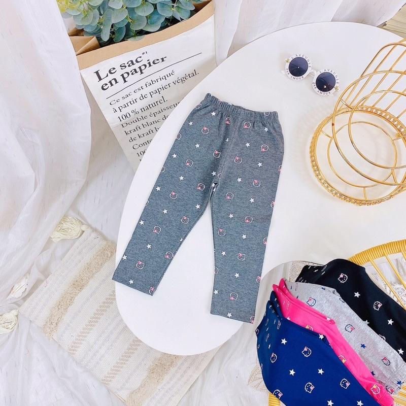 Quần cotton dài, Quần legging cho bé gái đẹp Chất liệu cotton in hình kitty từ