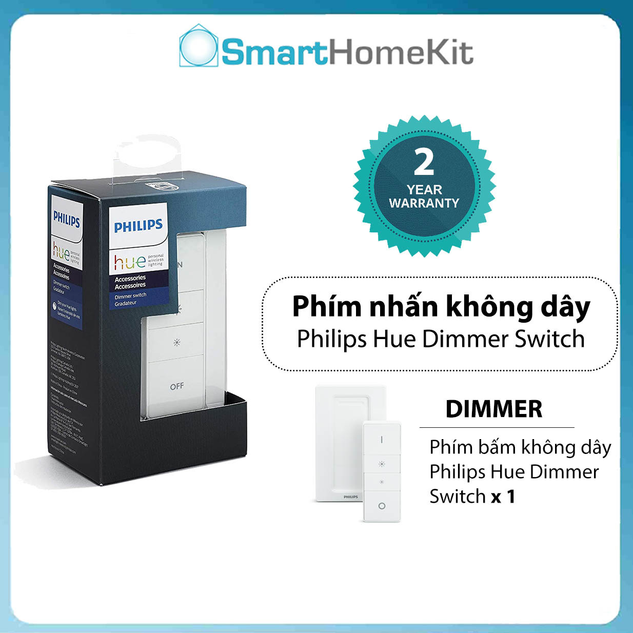 Phím điều chỉnh độ sáng Philips Hue Dimmer Switch - Hàng Chính Hãng
