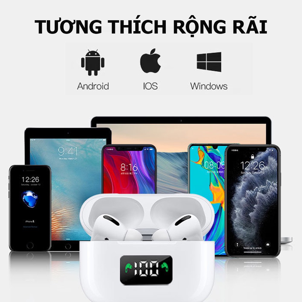 Tai Nghe Bluetooth không dây CAVARA Apro 3,Tai nghe không dây Nhét Tai TWS 5.0 Bản Cao Cấp Màn Led Hiển Thị (Hàng Nhạp Khẩu)