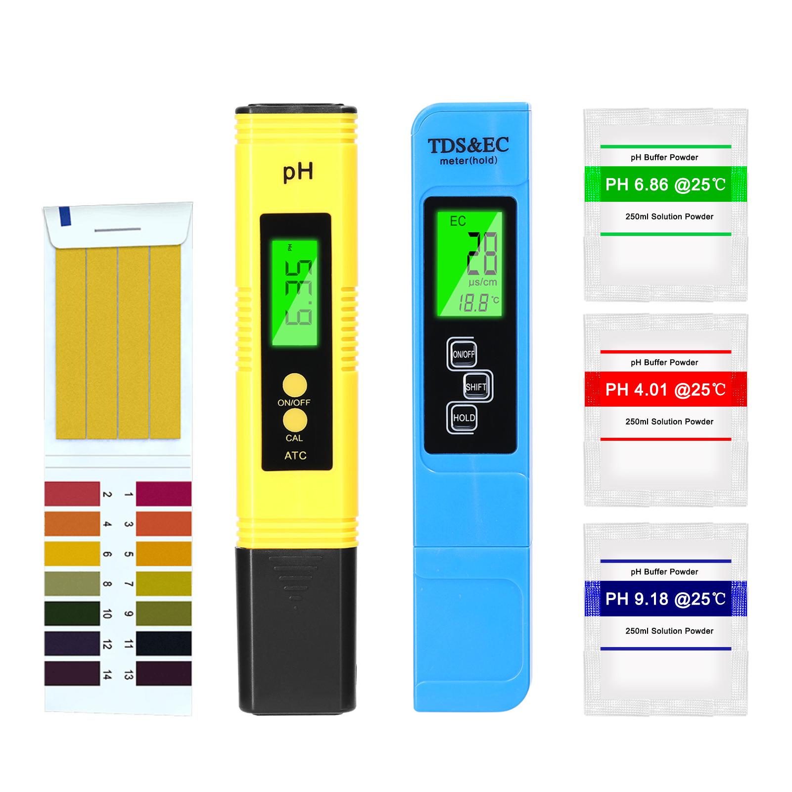 Professional PH Tester TDS/EC Test Pen Multifunctional Water PH Test Tool Set Handheld Water Detect Device Kit