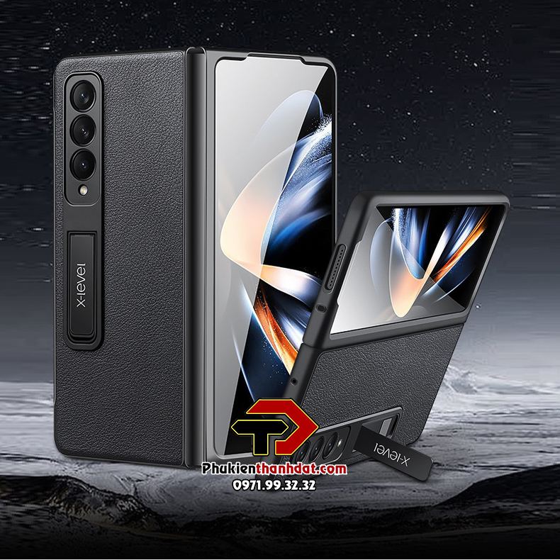 Ốp lưng da cao cấp cho SamSung Galaxy Z Fold4 chính hãng X-level có chân chống tiện lợi - Hàng chính hãng