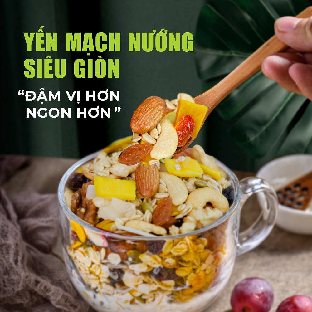 Hình ảnh Granola siêu hạt 35% yến mạch TANU NUTS hũ 500g, ngũ cốc granola ăn kiêng giảm cân dinh dưỡng