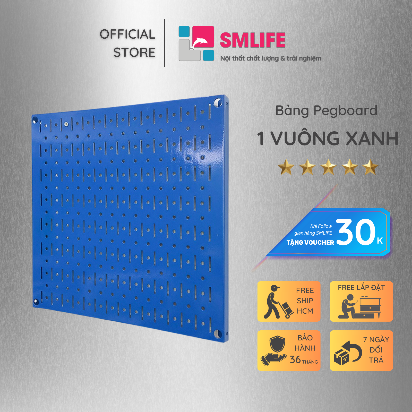 Bảng treo dụng cụ Pegboard vuông 40×40