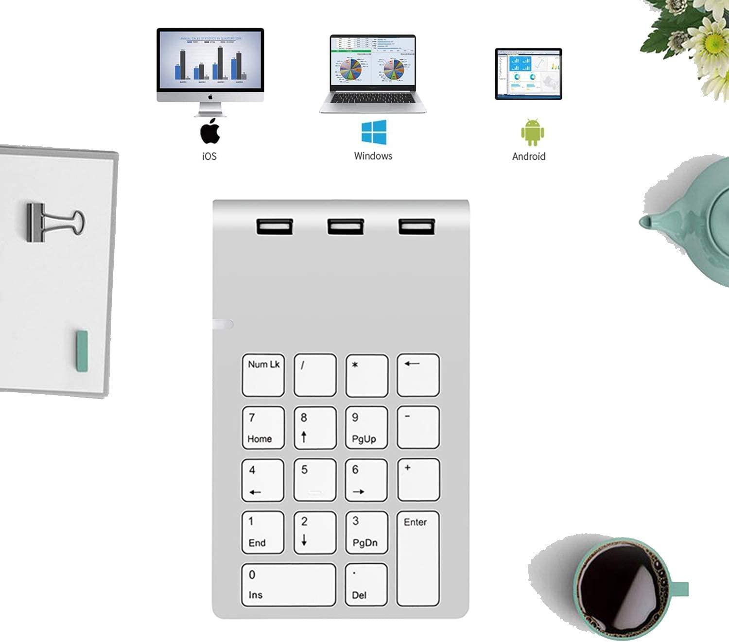 Bàn phím kỹ thuật số USB di động, bàn phím kỹ thuật số bên ngoài với 3 cổng USB 2.0 cho IMAC,  Air,  Pro, , Mac mini, PC và máy tính di động