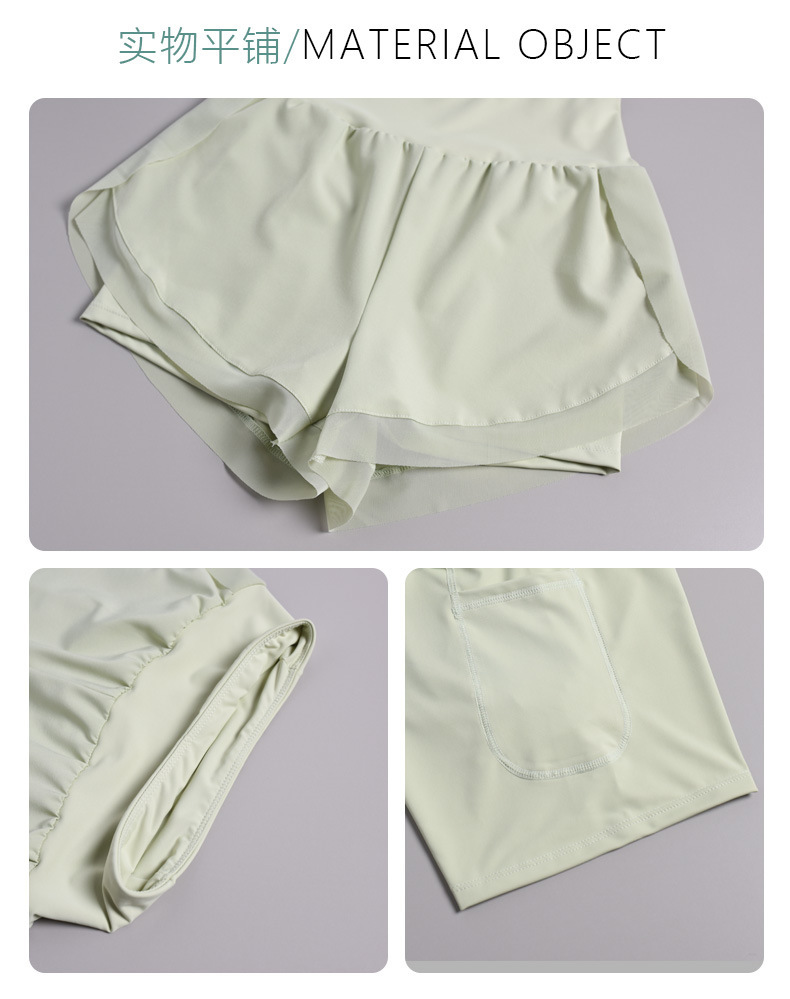 Bộ Set Quần Đùi Phối Lưới Áo Tay Ngắn Nữ Tập Gym Yoga Aerobic Chạy Bộ Co Giãn Tôn Dáng Thoáng Mát