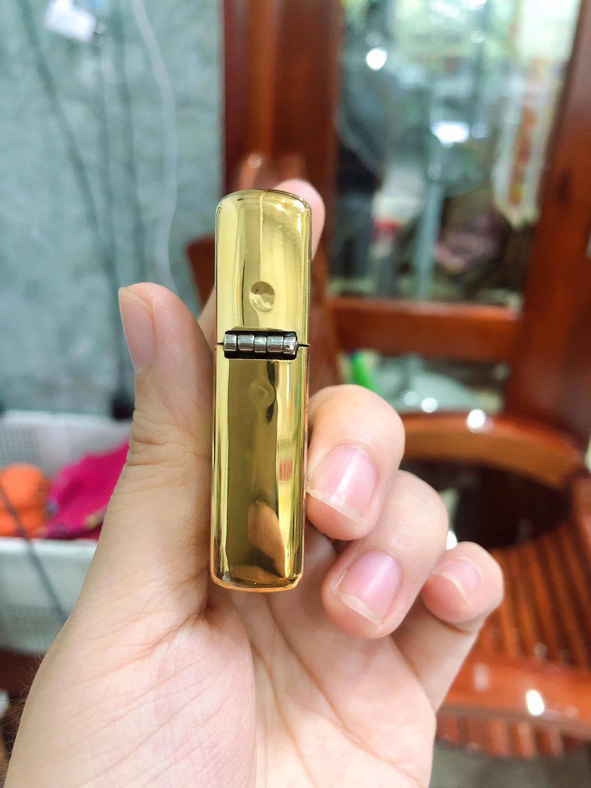 Bật lửa Zip po Brass đồng, Armor vỏ dầy khắc chìm mẫu Đầu Mãnh Hổ, vỏ đồng ruột thép không gỉ