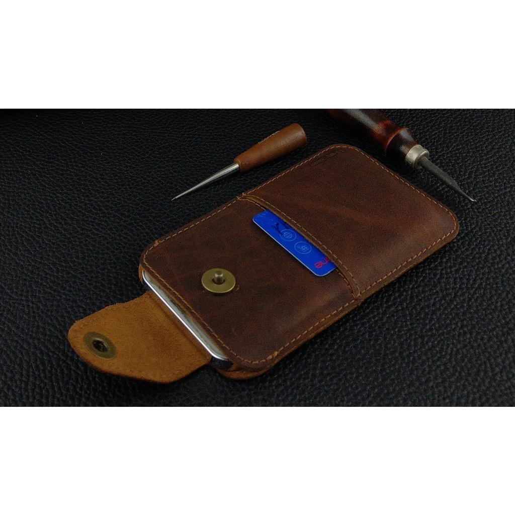 Bao Da Rút cho Iphone 12 Pro Max 13 Pro Max 14 Pro Max Có Quai Cài Da Bò Sáp