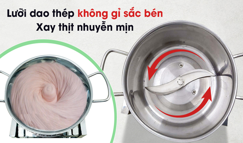 Máy Xay Thịt Làm Giò Chả Ruốc, Xay Cua, Xay Cá Gia Đình NEWSUN 0.5 Kg/ Mẻ, Inox Cao Cấp, Công Suất 750W, Chân vuông