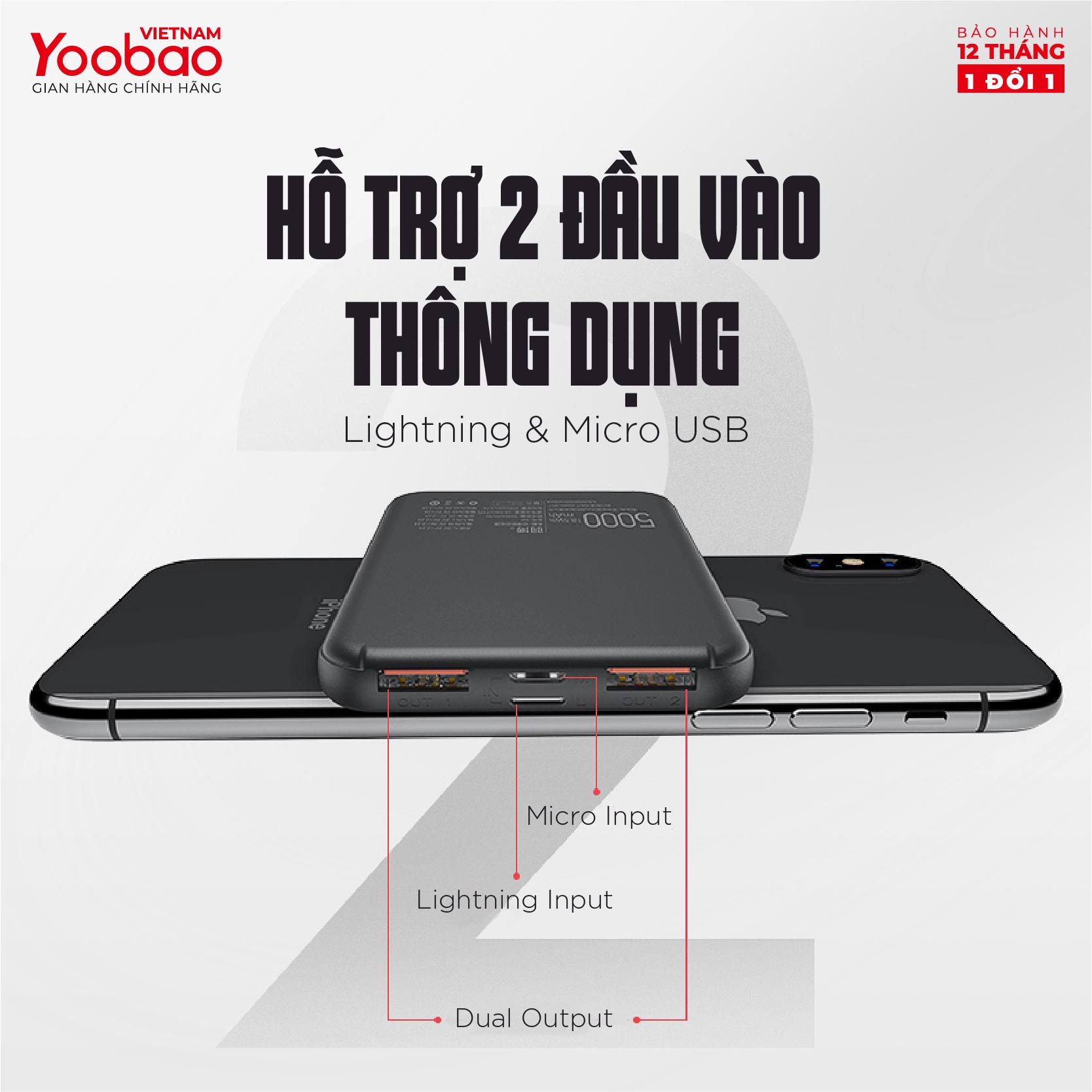 Sạc dự phòng mini 6000mAh Yoobao P6W -Thiết kế nhỏ gọn, dễ cầm -Bảo hành 12 tháng 1 đổi 1