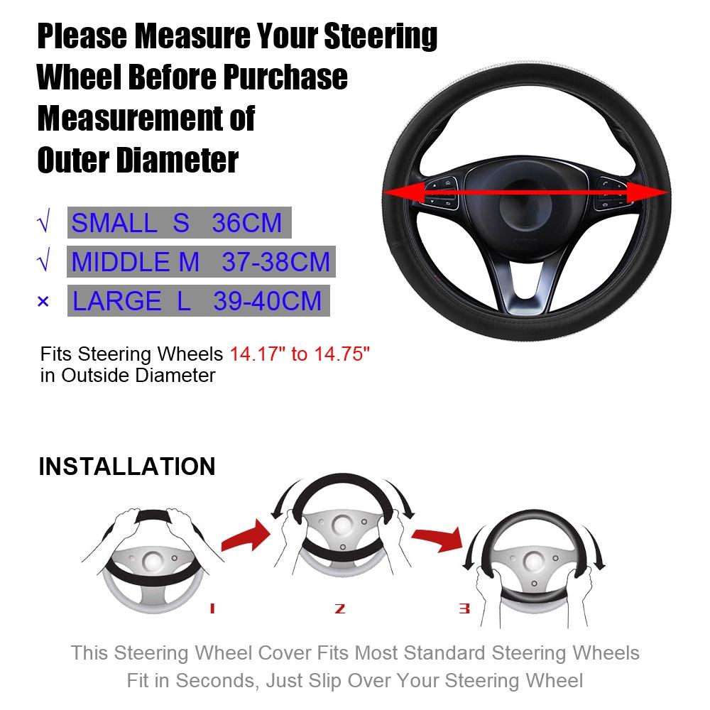 Vỏ bọc vô lăng xe hơi bằng da PU đính đá lấp lánh sang trọng 37-38CM
