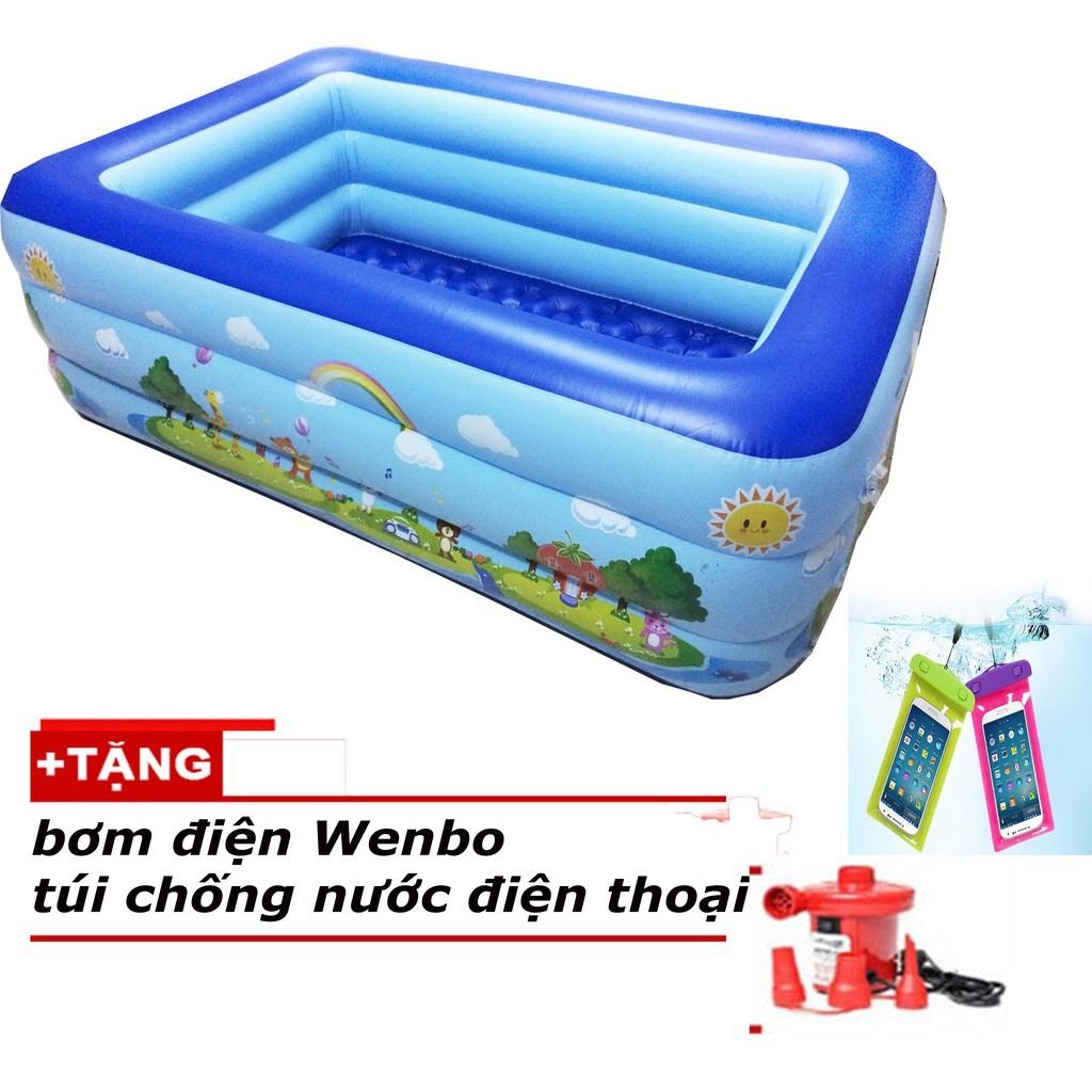 Bể phao bơi giá rẻ 2m10 + bơm điện