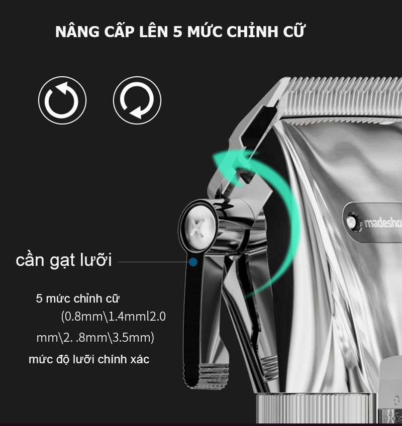 Tông đơ cắt tóc cao cấp M5F màu bạc chuyên cho salon, barber shop