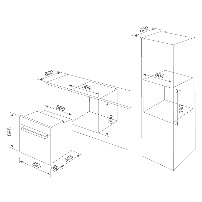 Lò nướng âm tủ Malloca MOV-656 ECO - Tặng Bộ giá để dĩa MNA-0033 + Dụng cụ xay tiêu MMPM-657A - Hàng chính hãng