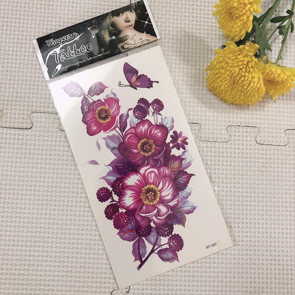 Combo 5 tấm hình xăm dán cao cấp 10x20cm: Hoa xinh khoe sắc