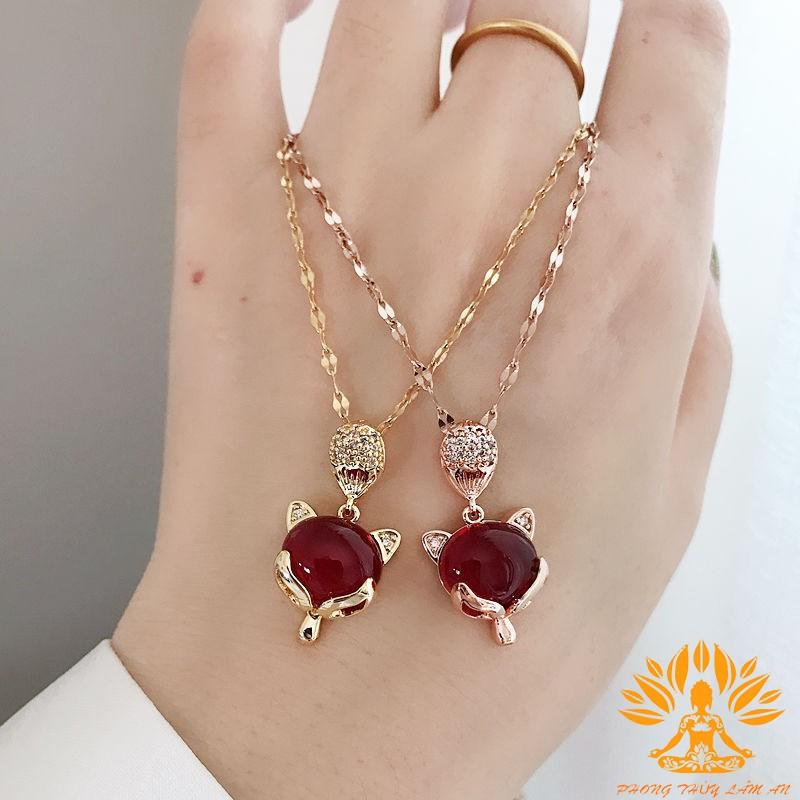 MẶT DÂY CHUYỀN HỒ LY ĐÁ TỰ NHIÊN ĐỎ BERYL TÌNH DUYÊN MAY MẮN TÀI LỘC TẶNG KÈM DÂY ĐEO, HỘP GẤM CAO CẤP.