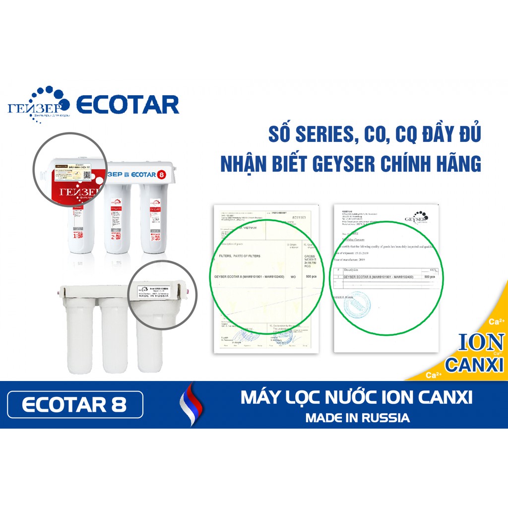 Máy lọc nước gia đình phụ kiện bình lọc nước Nano gerser ecotar 8