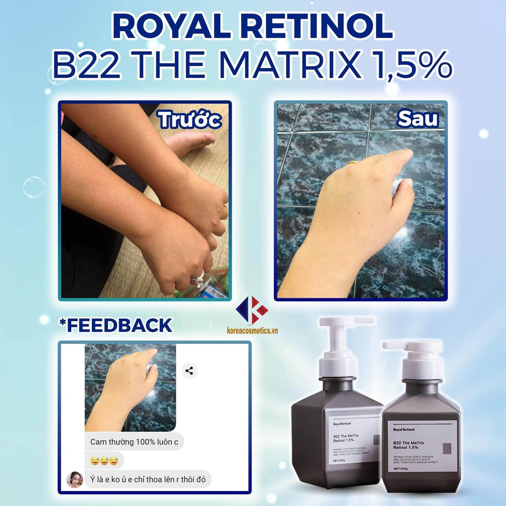 Kem dưỡng trắng da body 200ml Retinol B22 Royal THE MATRIX B22