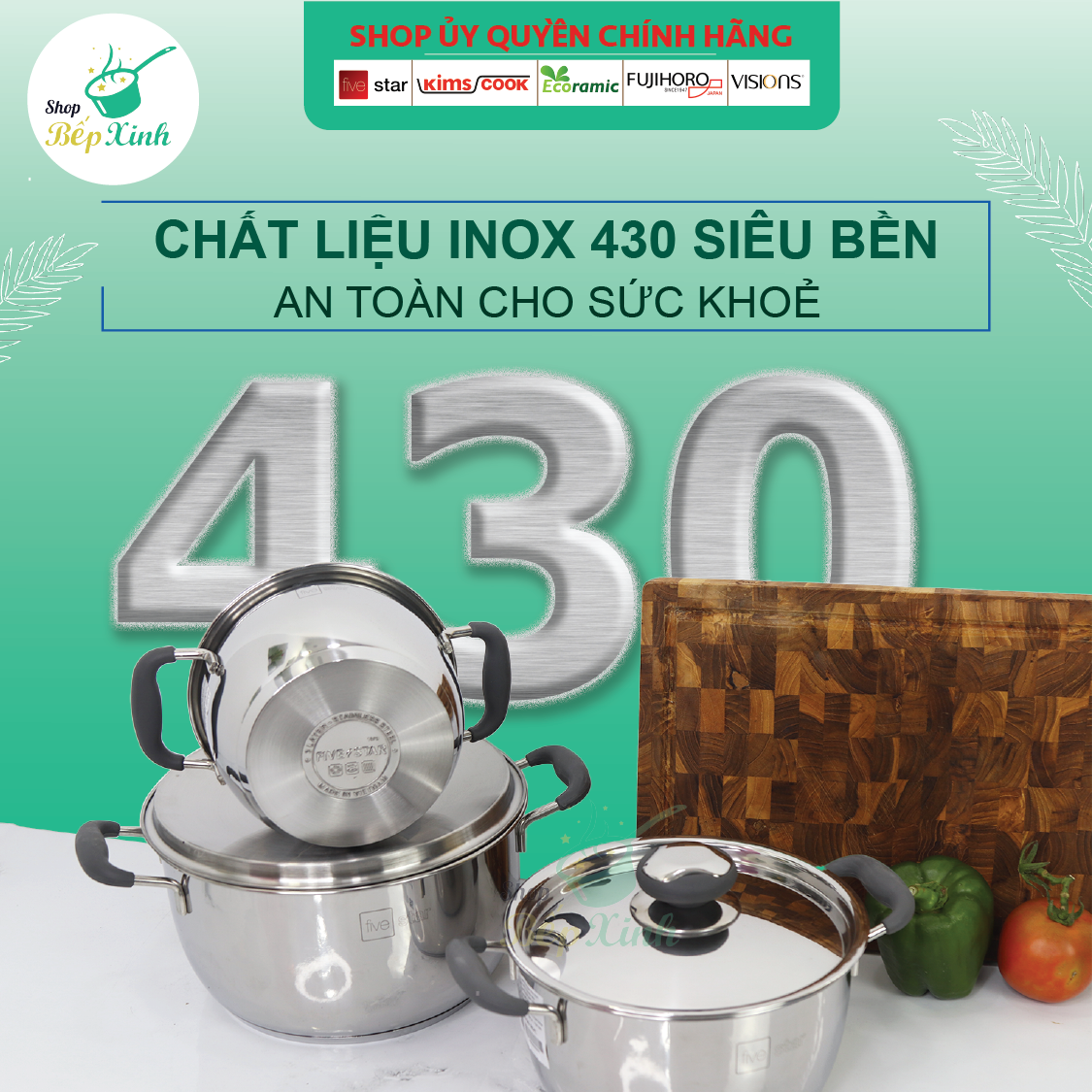 Nồi inox Fivestar Standard 3 đáy Thân Cool  quai silicon chống nóng nắp inox (16cm / 20cm / 24cm / 26cm )