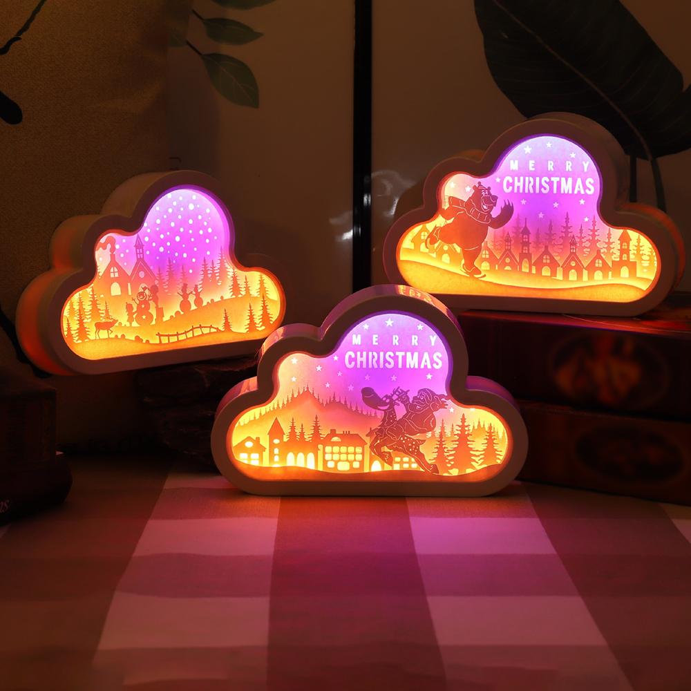 Đèn ngủ khắc giấy 3D Kết hợp với dải đèn LED, tiêu thụ điện năng thấp Hỗ trợ USB