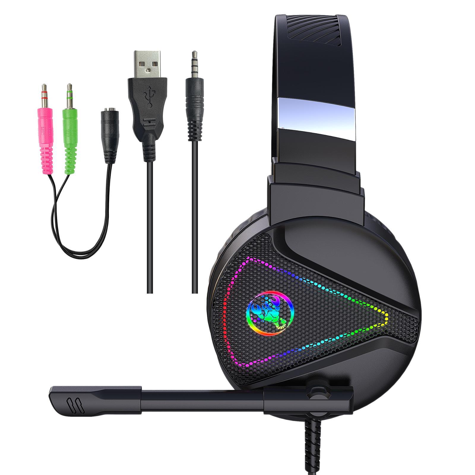 3.5mm Wired 7.1 Gaming Headset Stereo Headphone Noise Canceling w/ RGB Light