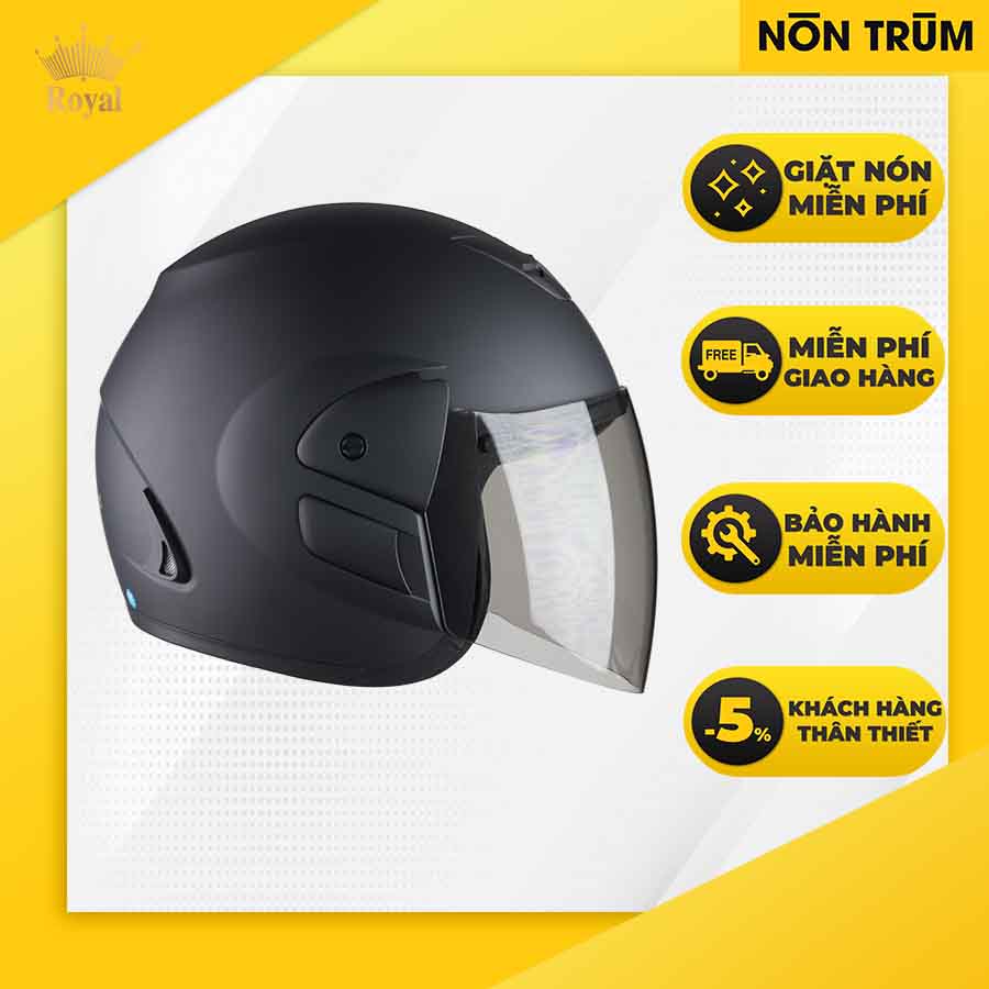 Nón bảo hiểm 3/4 ROYAL M01 đen nhám