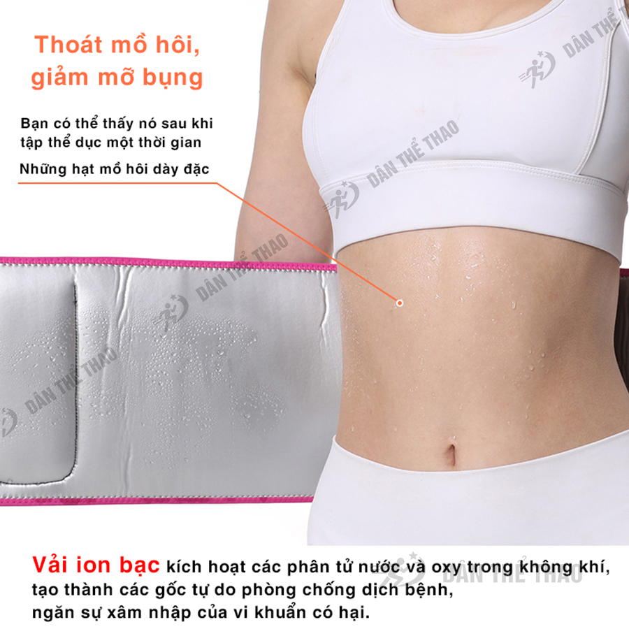 Đai nịt bụng giảm mỡ vải ion bạc kháng khuẩn - Đai định hình eo đốt cháy mỡ thừa size 95 x 20cm