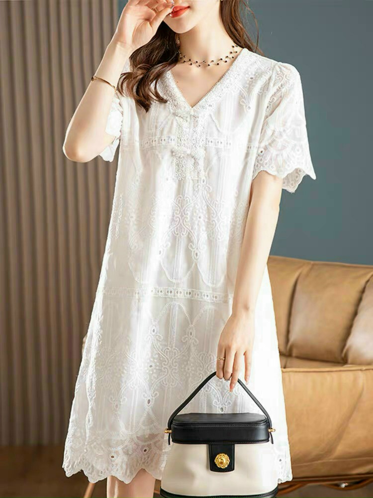 ĐẦM SUÔNG REN CỔ KẾT ĐÁ SIÊU ĐẸP
