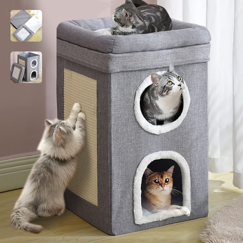 Nhà cho mèo 2 tầng Foldable Cat House 2-in-1 Large Cats