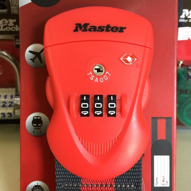 Dây Đai Vali Master Lock 4702 EURD RED Đầu khóa số có chứng nhận TSA - MSOFT