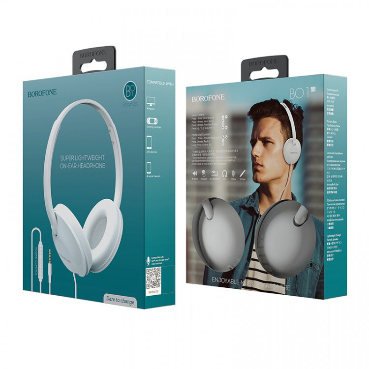 borofone bo1 enjoybass in line control wired headphones package white borofone bo1 enjoybass in line control wired headphones package white
