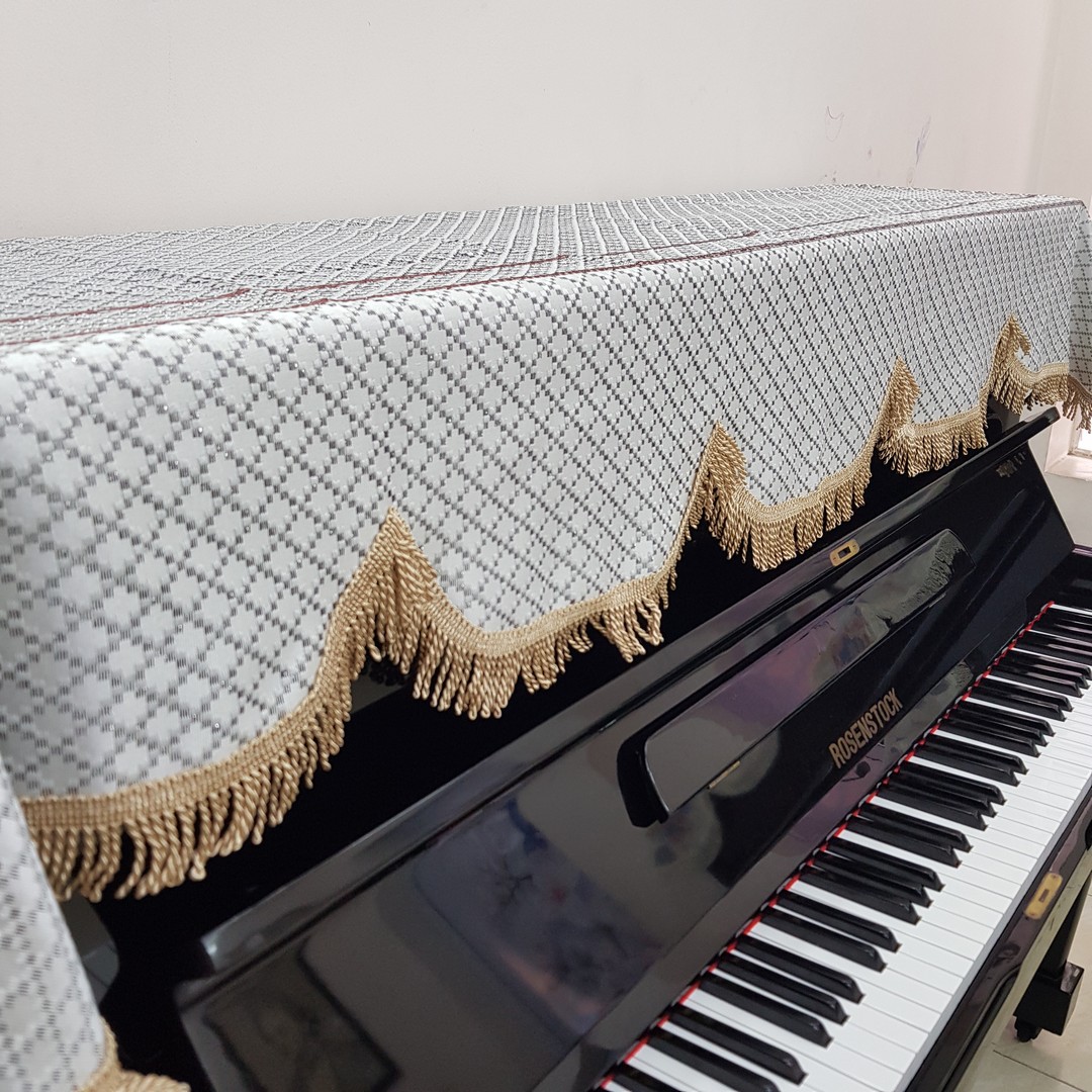 Khăn phủ đàn Piano mẫu xám kim tuyến