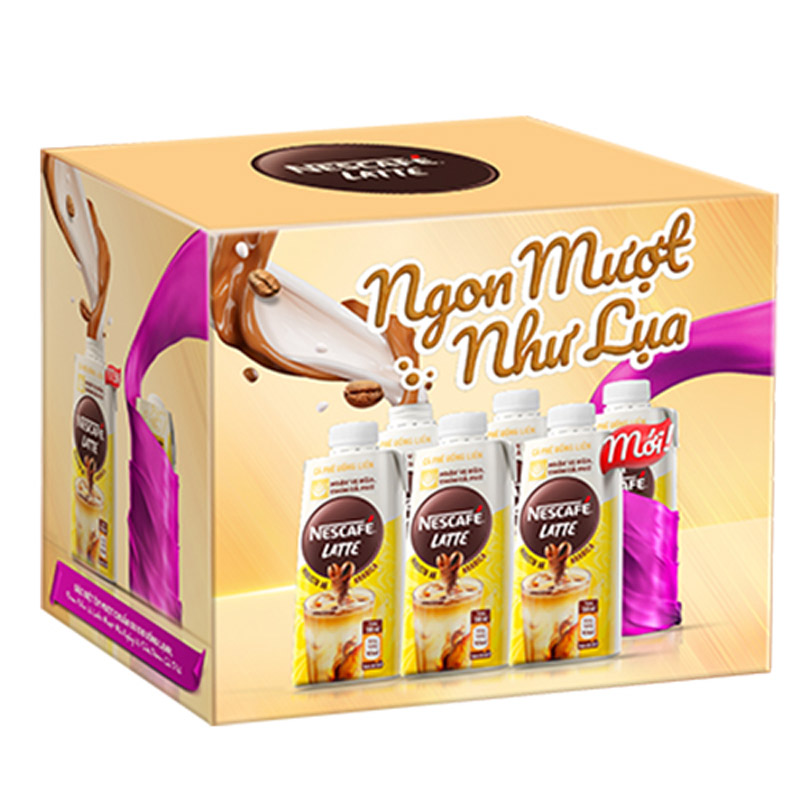 [MUA 1 TẶNG 1 - Cà phê uống liền vị Latte lốc 6 hộp] Cà phê uống liền NESCAFÉ LATTE - lốc 6 hộp x 180ml