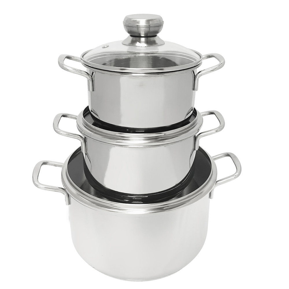 Bộ 3 nồi inox 3 đáy nắp kính Duxton DG06-3DK 16-20-24cm