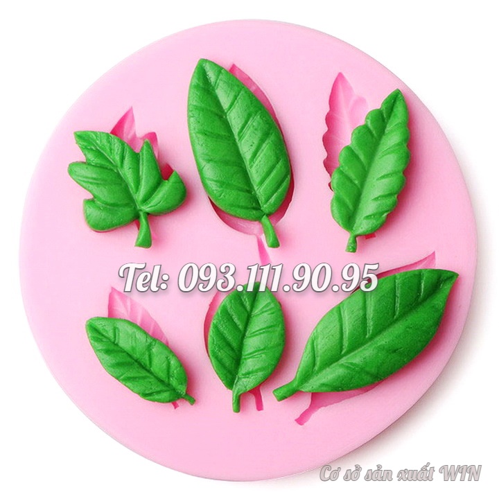 Bộ 6 khuôn silicon làm bánh, rau câu hoa mẫu đơn, hoa hồng, cúc, cẩm chướng, bông dừa cạn và lá - Mã số Q 1159