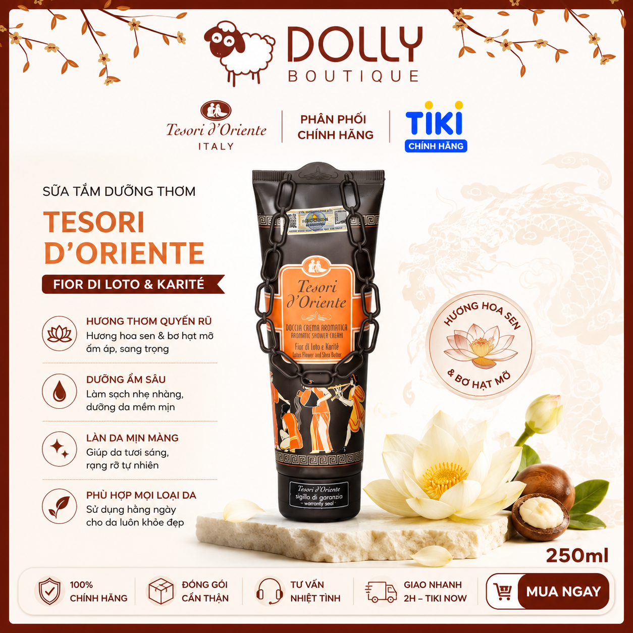 Sữa tắm hương hoa sen Tesori D’ Oriente Lotus Flower 250ml