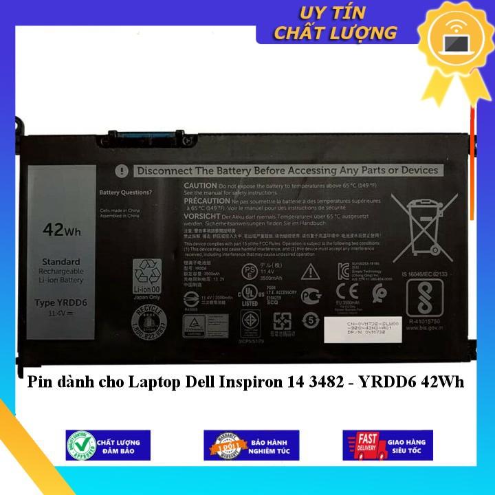 Pin dùng cho Laptop Dell Inspiron 14 3482 - YRDD6 42Wh - Hàng Nhập Khẩu New Seal