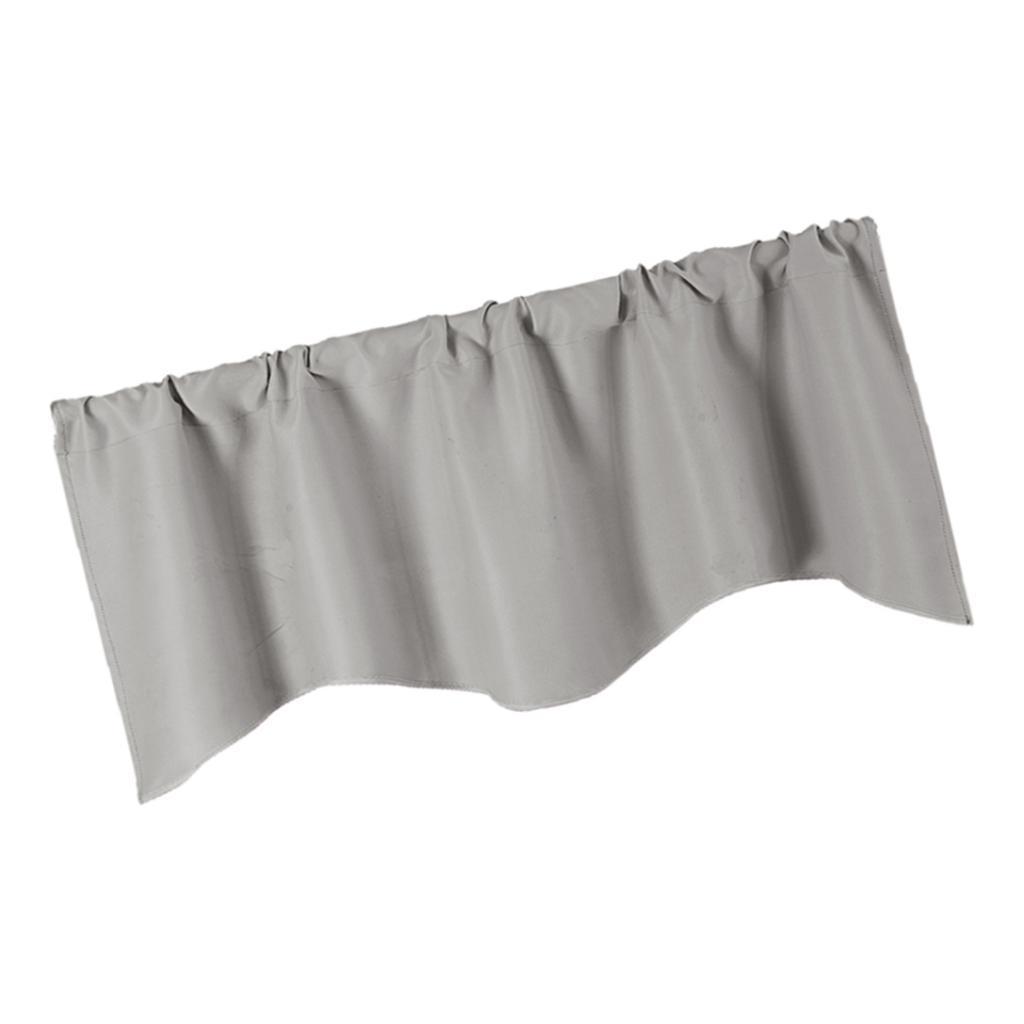 3xShort Curtain Panel Solid Color Valance for Kitchen Windows Light Grey